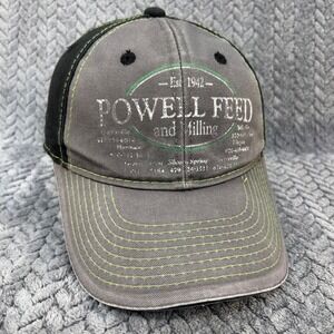 Powell Feed and Milling Mens Gray OC Baseball Cap Distressed Graphic OSFM